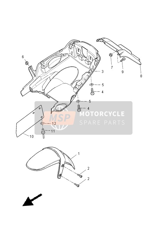 Yamaha EW50N 2013 Spatbord voor een 2013 Yamaha EW50N